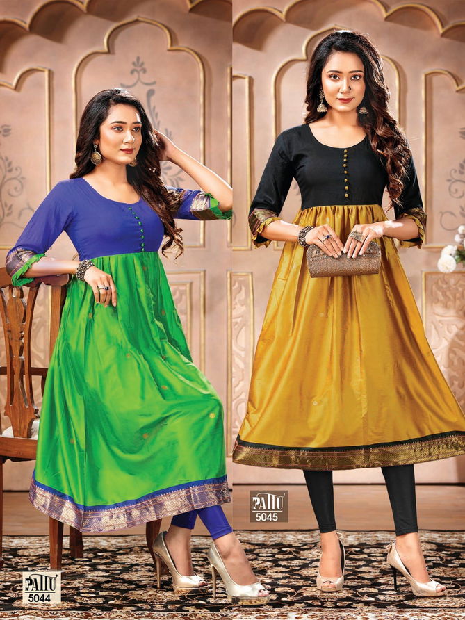 Pattu Anarkali Letest Fancy Festive Wear South Aura Designer Silk Kurti Collection